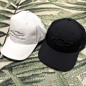 Chevrolet Hat Bundle Black and White Caps Chevy Bowtie Adjustable Unisex